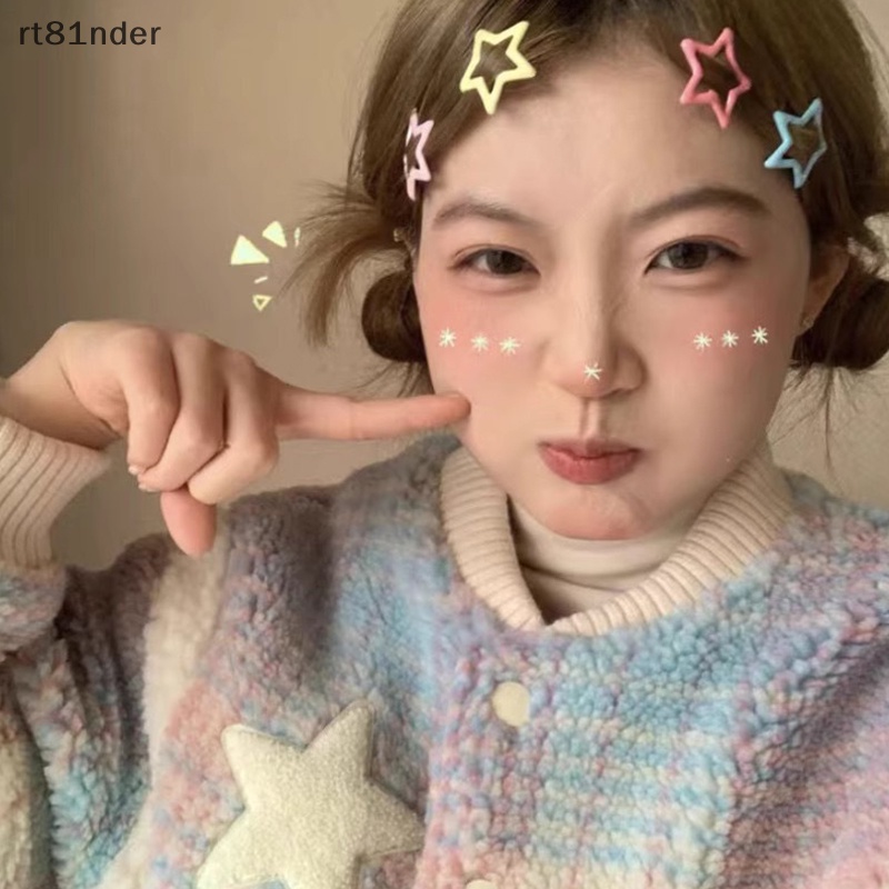 Rt Set 5 Kẹp Tóc Hình Ngôi Sao mini Nhiều Màu Sắc Bằng Kim Loại Cho Bé