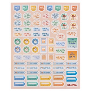 Bộ nhãn dán học tập KLONG Study Sticker, bộ Tab Sticker nhãn dán phân trang, hình dán tiện lợi