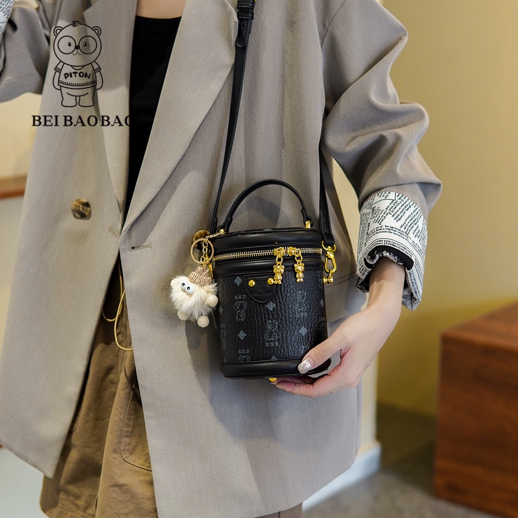 Túi xách nữ thời trang mới 2023 Túi hình trụ Túi đeo vai Messenger