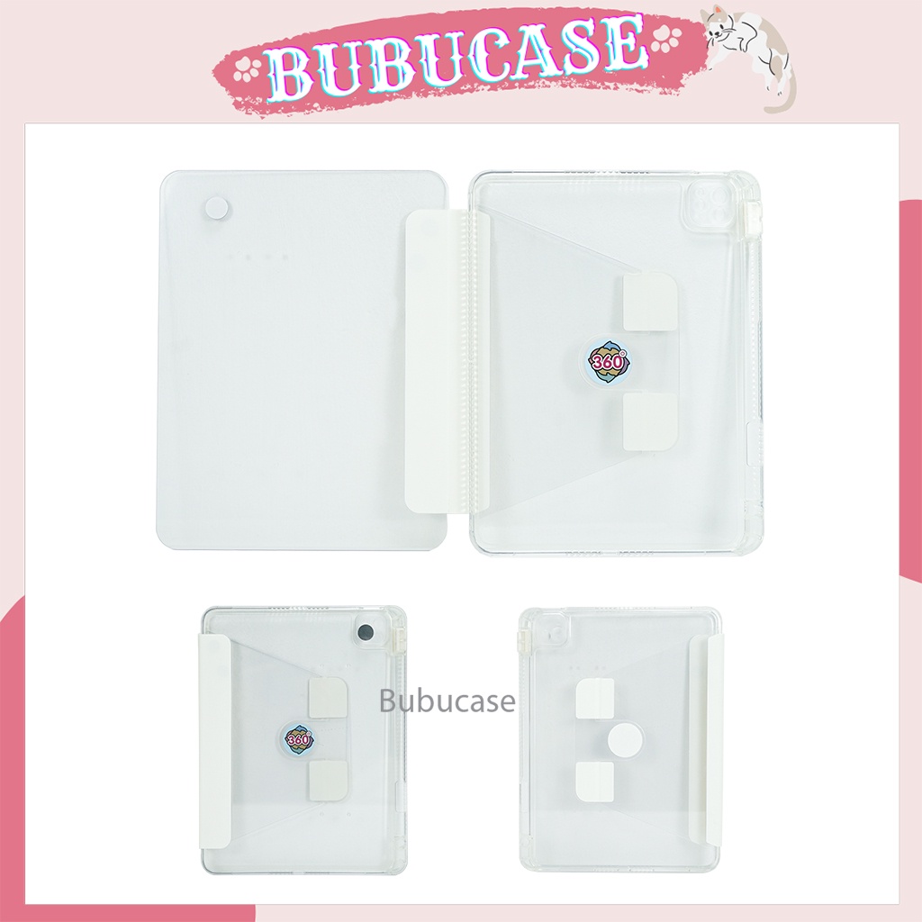 Bao Da Xoay 360 Độ Nhựa Trong Suốt Cho iPad Air 4/5 - Gen 7/8/9/10 - Air 3 / Pro 10.5 - Mini 6 - Pro 11" / Pro 12.9"