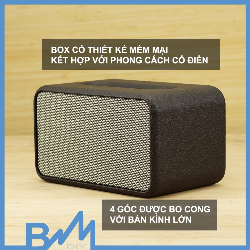 Box loa bọc da 260x150x170mm góc cong lớn - thông hơi ghép loa 3inch