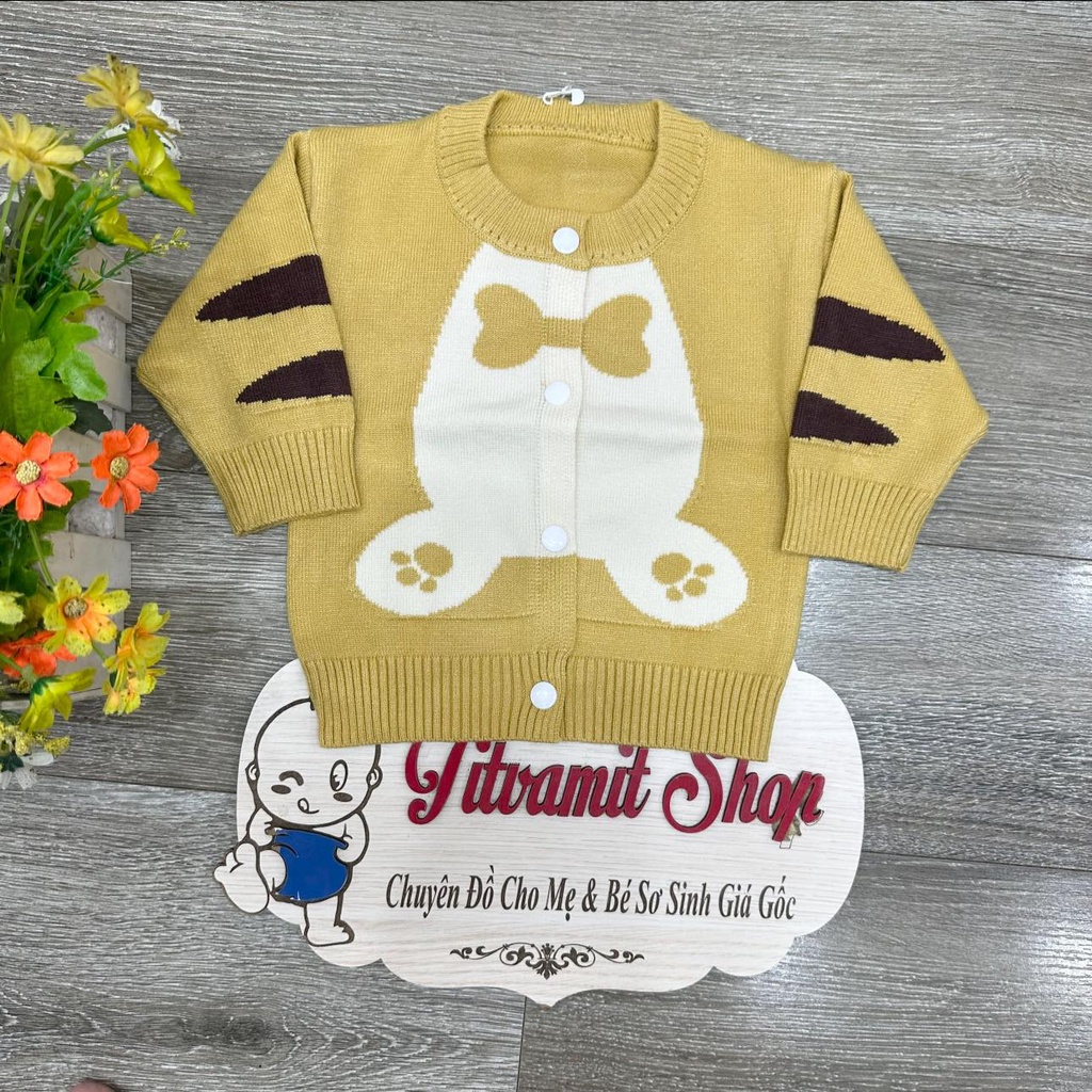 Áo khoác len quảng châu hình gấu nơ cho bé