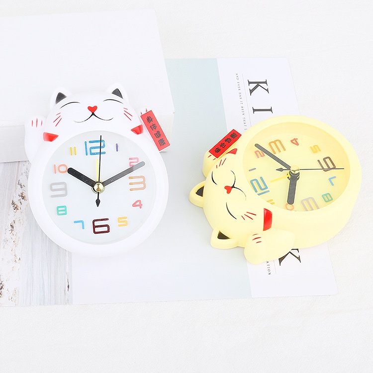 Đồng Hồ Báo Thức Hình Chú Mèo May Mắn Trung Hoa Xinh Xắn Cho Bé - YKD