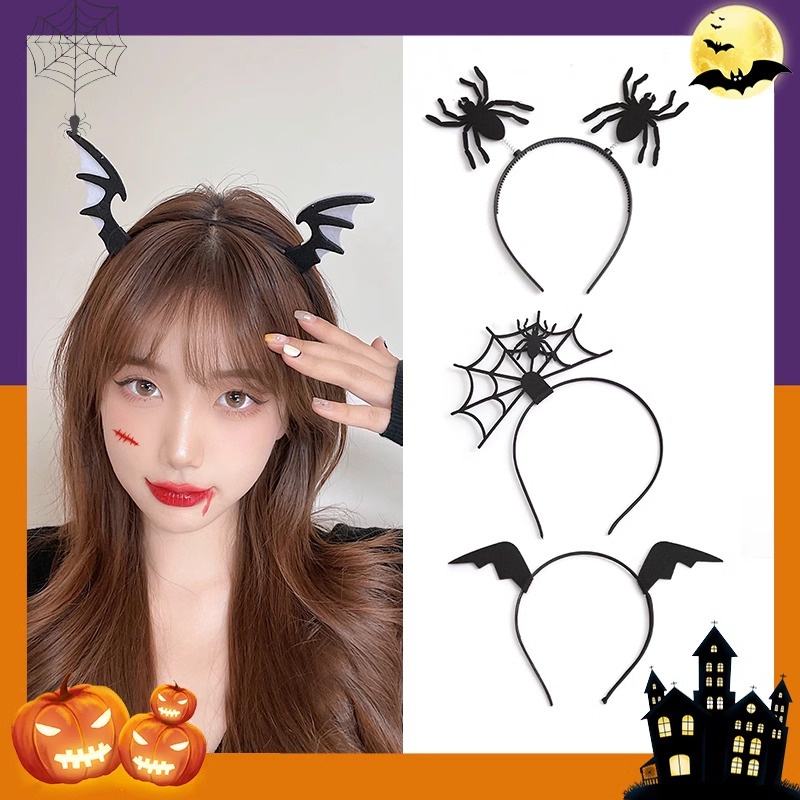 Đen Băng Đô Cài Tóc Hình Đôi Cánh Nhện Phong Cách halloween