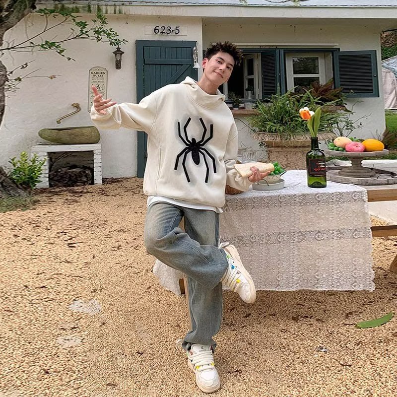 Áo Sweater In Hình Nhện Phong Cách Đường Phố Mỹ Thời Trang Thu Đông