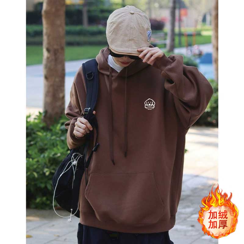 Áo Khoác Hoodie Nỉ Ngoại Cỡ Màu Đỏ Tía Phong Cách Đường Phố Mỹ Thời Trang Thu Đông Cho Nam