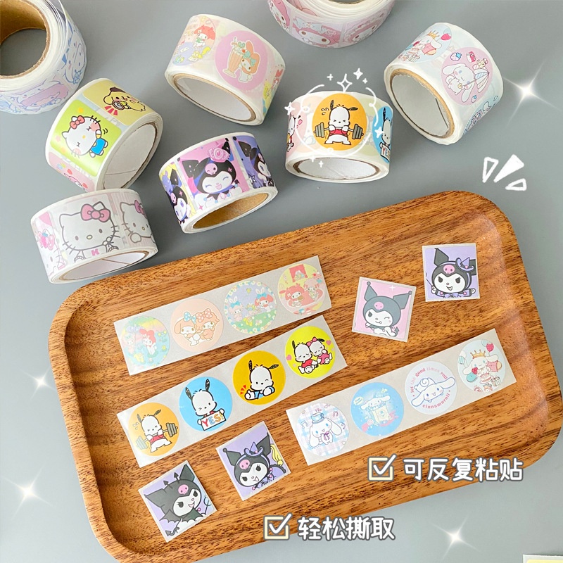 SANRIO Cuộn 200 Miếng Dán Họa Tiết Hoạt Hình kuromi kawaii Trang Trí laptop diy