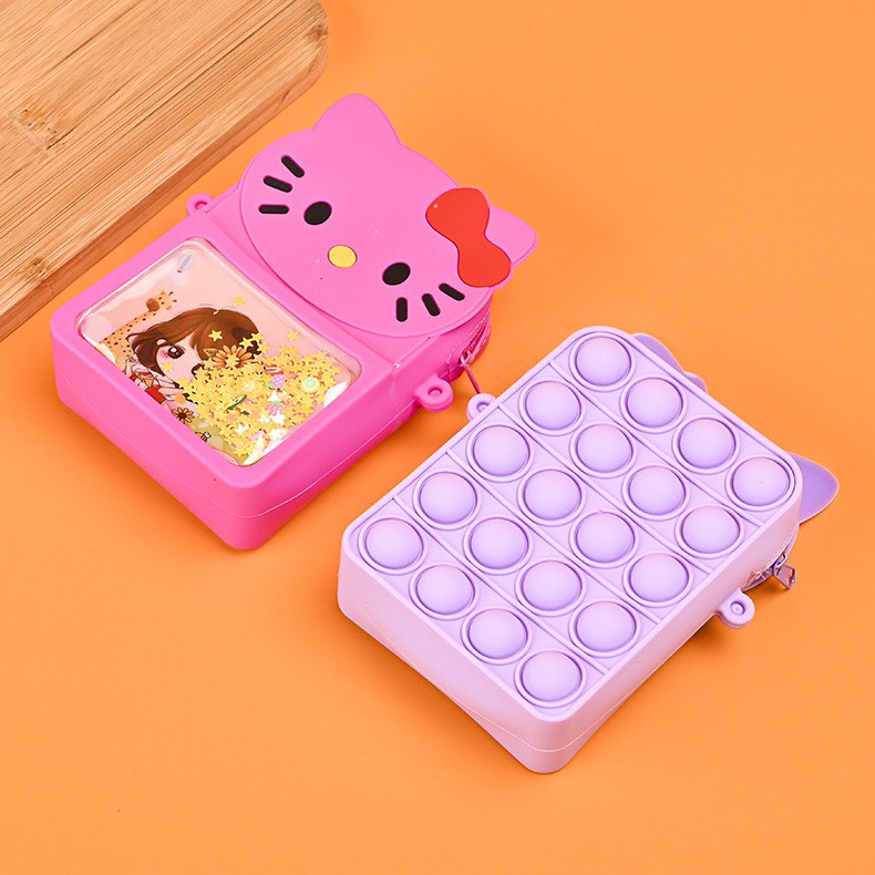 Túi xách silicon pop it kim sa hello kitty đeo chéo thời trang đựng bao bì lì xì, mỹ phẩm