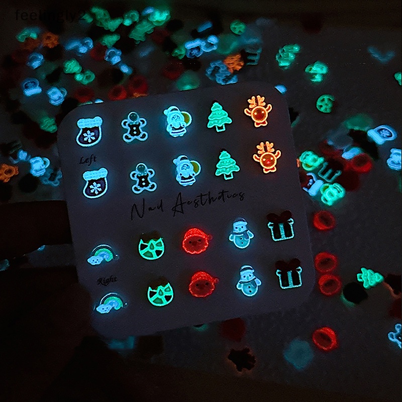 Bộ 20 Phụ Kiện Trang Trí Móng Tay Nghệ Thuật 3d Hình Cây Thông Giáng Sinh Màu Dạ Quang Dễ Thương diy