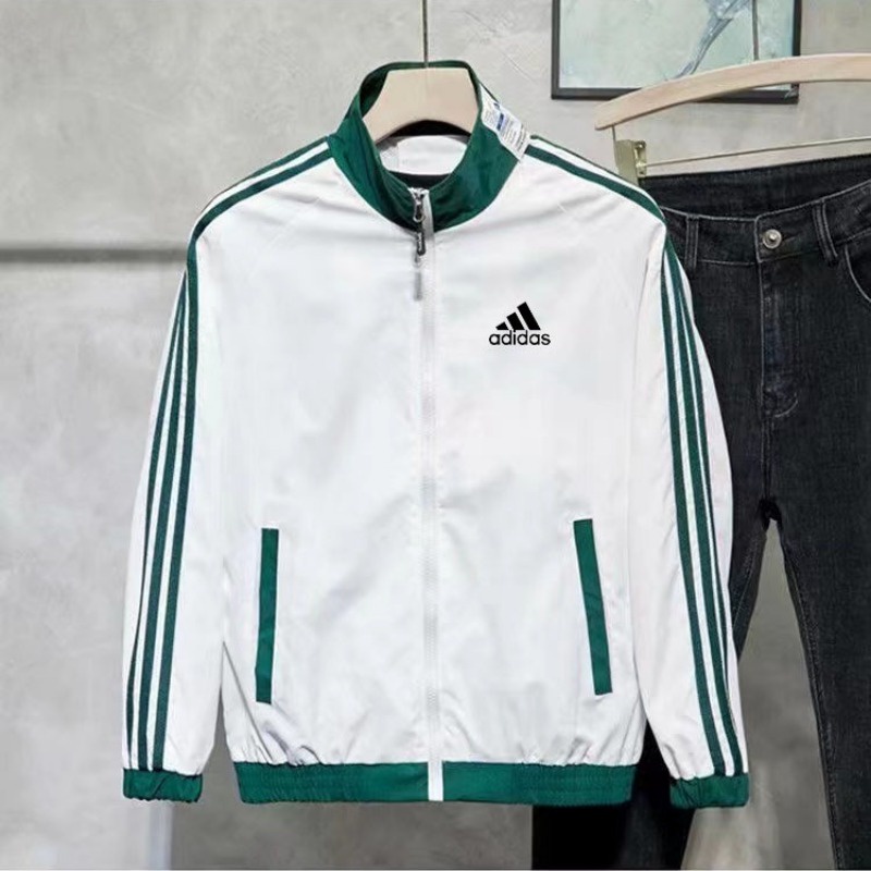 Áo Khoác Gió Adidas 100% Chính Hãng Dáng Rộng Kẻ Sọc Kiểu retro Đường Phố Thời Trang Mùa Thu Cho Nữ
