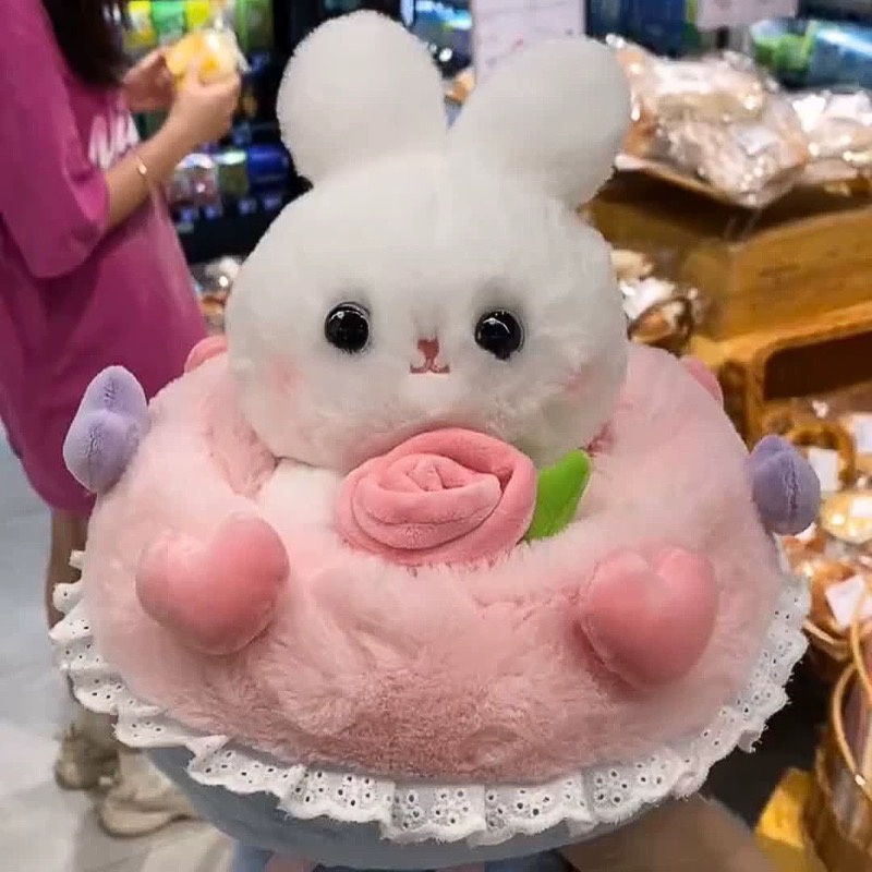 Hoạt Hình Bó Hoa Thỏ Nhồi Bông Đáng Yêu Dành Cho Bé Gái