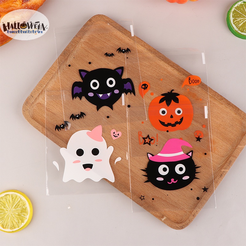 Tri Set 100 Túi Nhựa Đựng Kẹo / Bánh Quy Trang Trí halloween