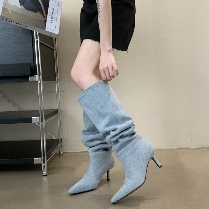 Giày Bốt Cao Gót Mũi Nhọn Phong Cách Cao Bồi Âu Mỹ Thời Trang Mùa Hè 2023