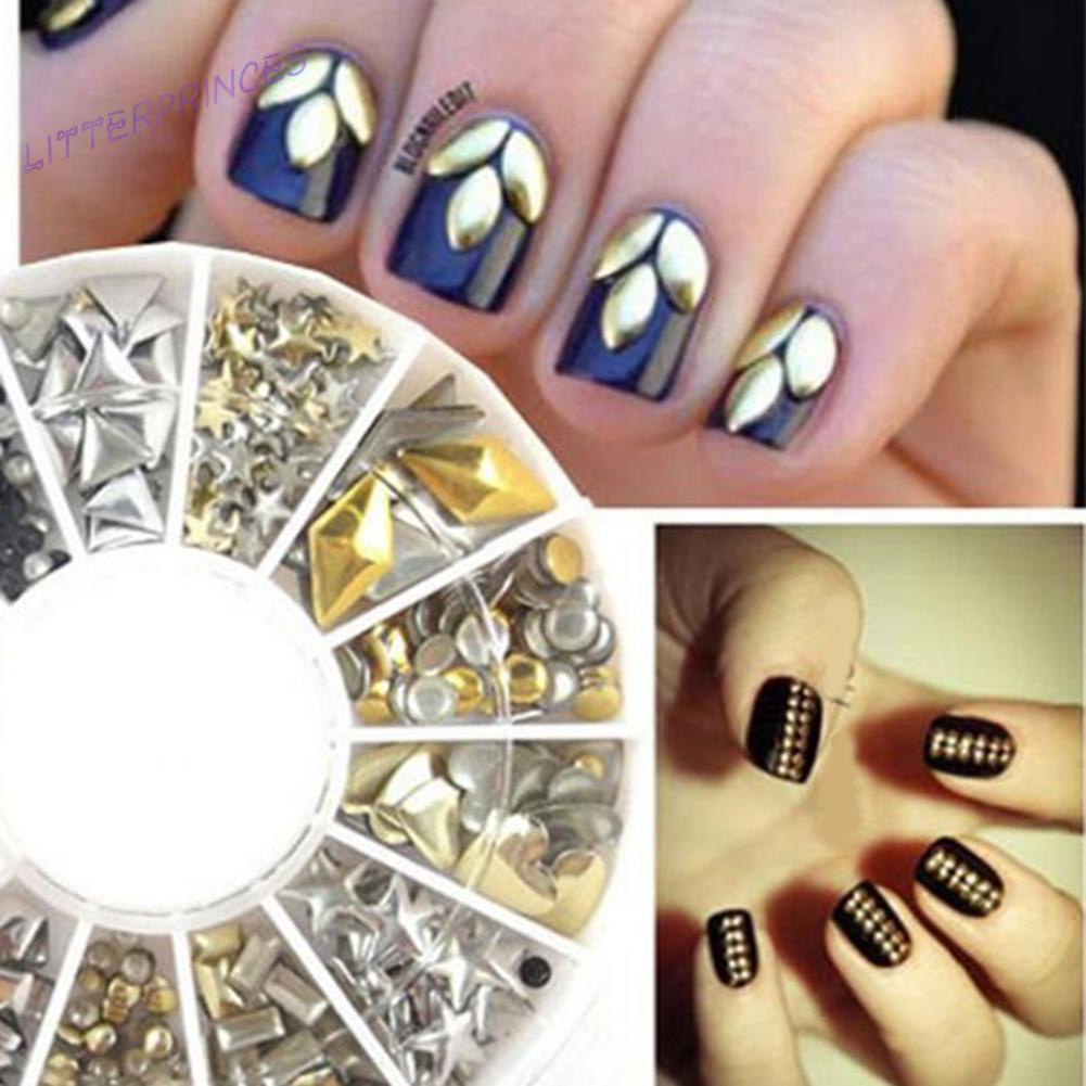 Đinh Tán Kim Loại Tròn 12 Phong Cách Dùng Trang Trí Móng Tay diy
