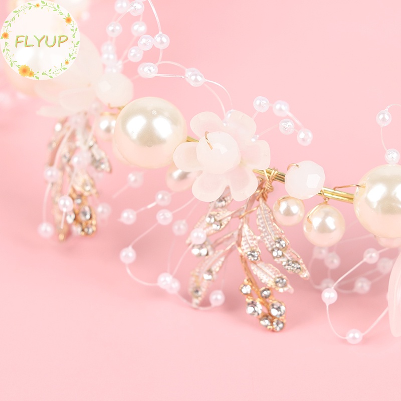 Flyup Vòng Hoa Đính Ngọc Trai Giả Thanh Lịch Cho Cô Dâu vn