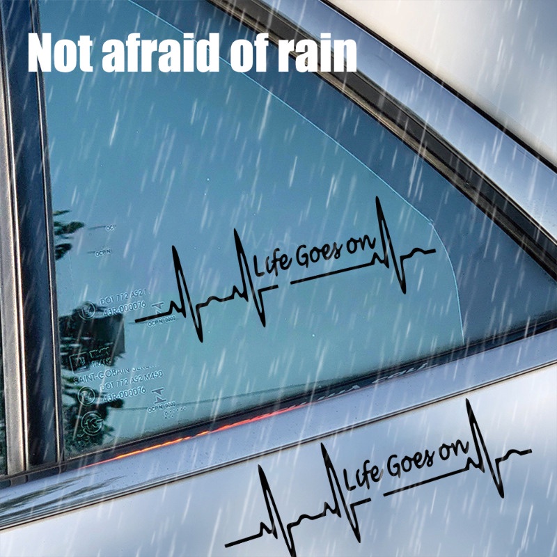 Nhãn Dán Trang Trí Xe Hơi Họa Tiết Chữ life goes on Màu Đen Chống Thấm Nước