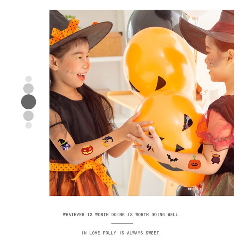 Miếng Dán Hình Xăm Hoạt Hình Dễ Thương Chống Nước Trang Trí halloween Cho Trẻ Em