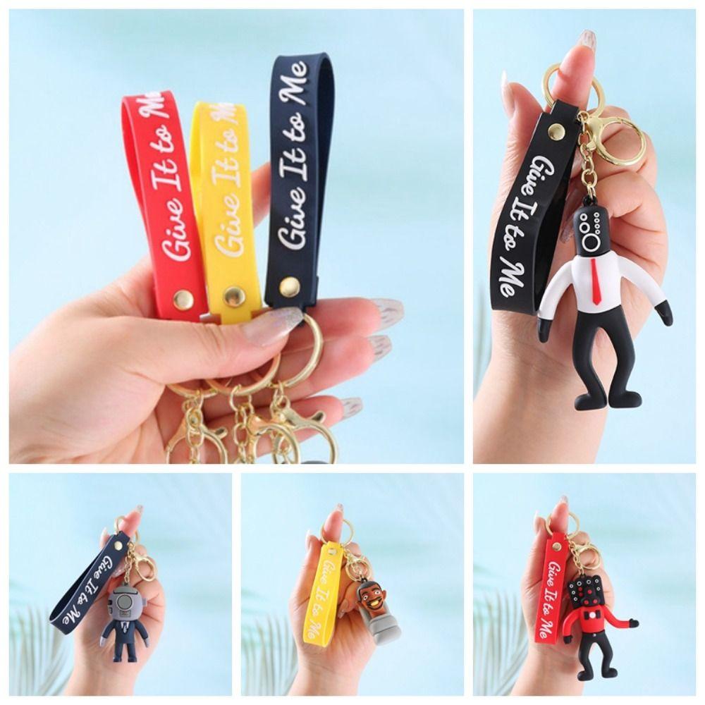 Ivanes Móc Khóa toilet Trượt Tuyết Bằng pvc Họa Tiết Rằn Rinket man man skibidi bop