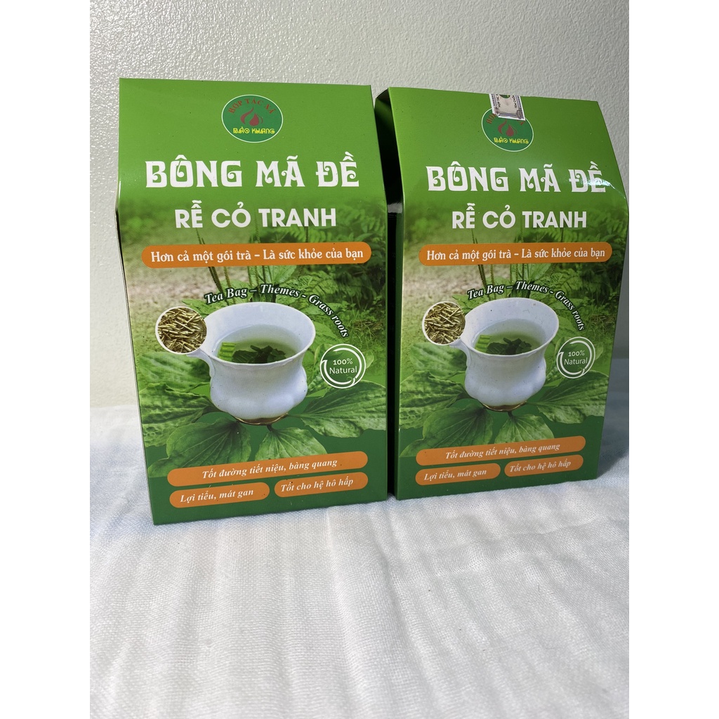 Combo 2 hộp trà túi lọc bông mã đề Bảo Khang, cây bông mã đề, tiểu buốt, tiểu dắt, tiêu đờm, thanh nhiệt