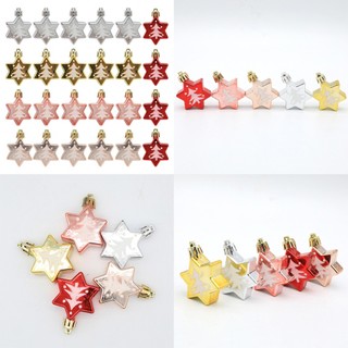5pcs Glitter Star Pendant Christmas Tree Decoration Hanging Ornaments Home Decor