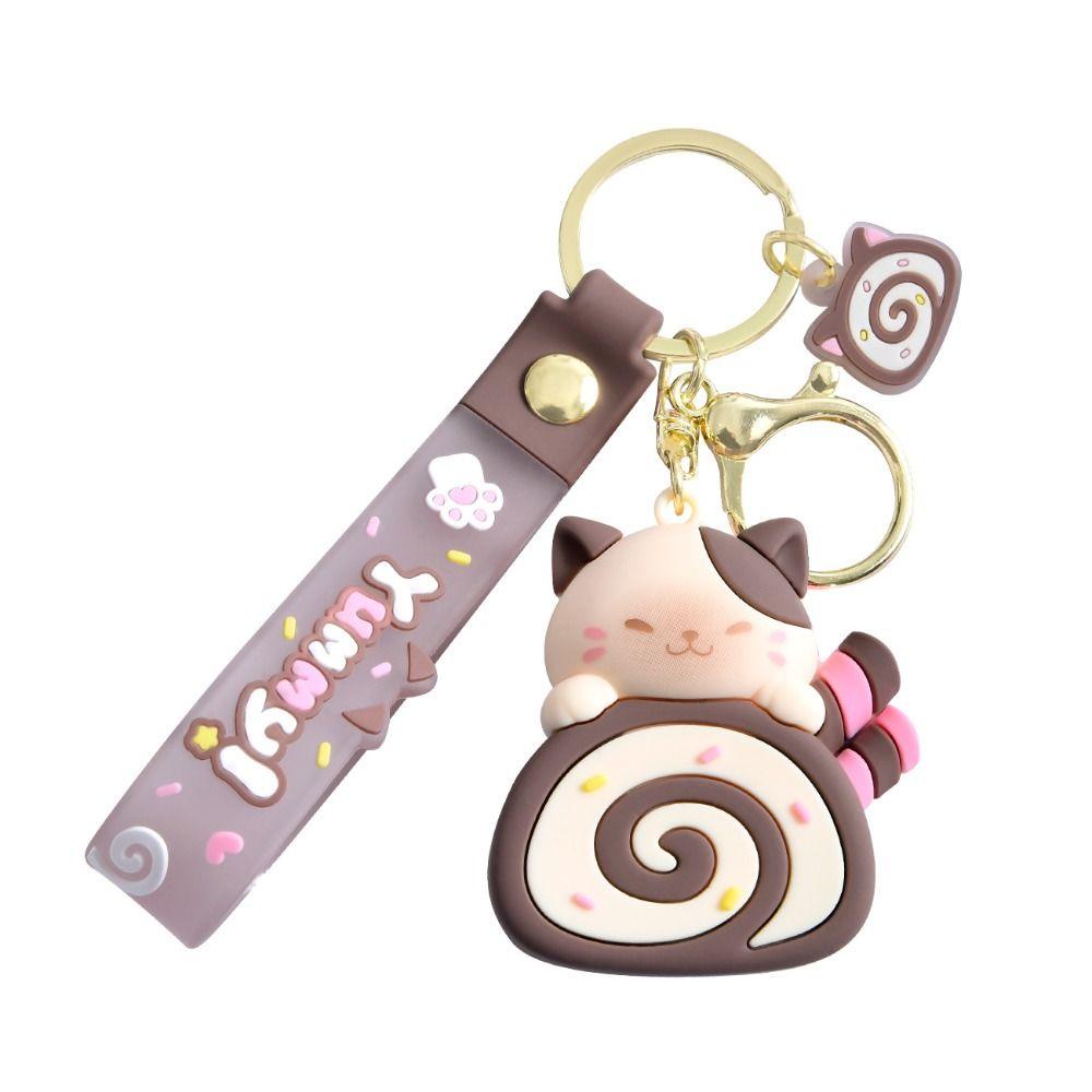 Mmluck kitty Móc Khóa Búp Bê Mèo Hoạt Hình Cuộn Trứng / Bánh Trứng Bằng pvc Dễ Thương Cho Nữ