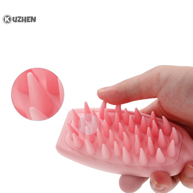 Kuzhen Bàn Chải Gội Đầu Mát Xa Da Đầu Bằng silicone Tay Cầm Dài Tiện Lợi