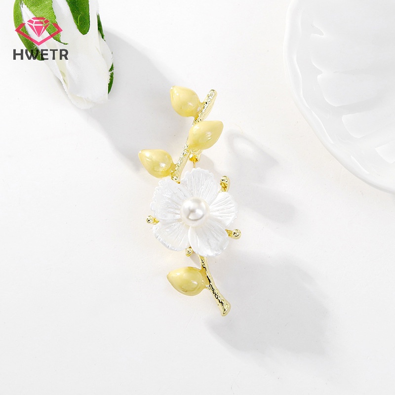 Ghim Cài Áo Hình Hoa Mận Đính Ngọc Trai Nhân Tạo Thời Trang Mới