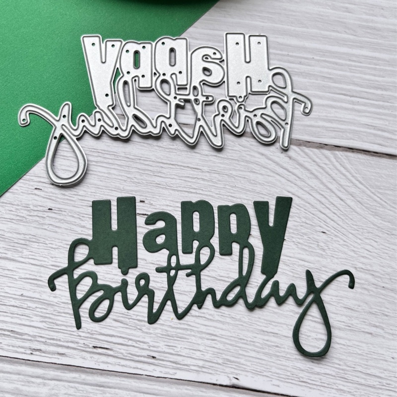 Khuôn Cắt Giấy Làm Từ Kim Loại Hình Chữ happy birthday Trang Trí Scrapbook