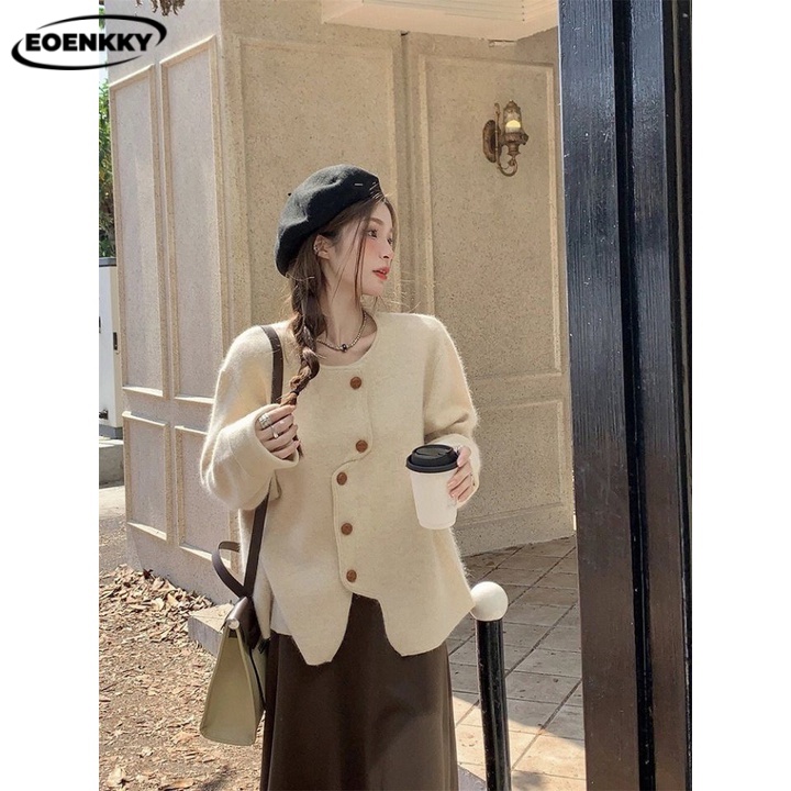 EOENKKY Áo Len áo khoác cardigan  Thời trang hàn quốc Thời trang Cái mới Chic Phong cách A91K68U 37Z230915