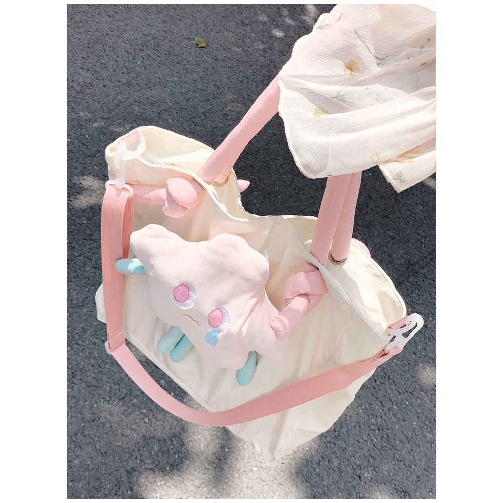 Túi Xách canvas Cỡ Lớn Họa Tiết Ngôi Sao Dễ Thương Cho Nữ Sinh