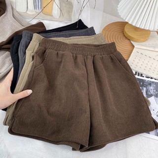  Quần Short Nhung Ống Rộng Lưng Thun size Lớn 300 Phong Cách retro Cho Nữ 