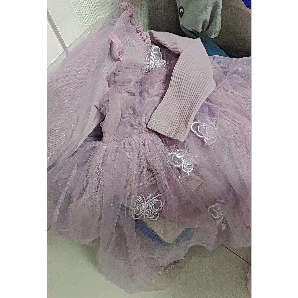 Đầm Dệt Kim Tay Dài Phong Cách Công Chúa Thời Trang Thu Đông Kiểu Mới Dành Cho Bé Gái