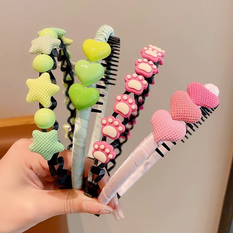 Băng Đô Cài Tóc Kèm Răng Chống Trượt Kiểu Hoạt Hình Dễ Thương Cho Bé Gái