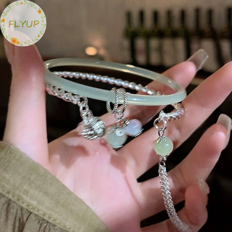Flyup Vòng Tay Hở Màu Xanh Lá Cây Phong Cách vintage Thời Trang Có Thể Điều Chỉnh Kích Thước Cho Nữ vn