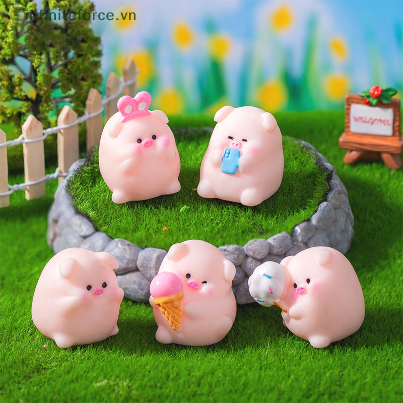 Đồ trang trí Chú Heo Hồng mini Bằng Nhựa resin Dễ Thương Vui Nhộn Trang Trí Bảng Điều Khiển Xe Hơi / Văn Phòng / Nhà Cửa