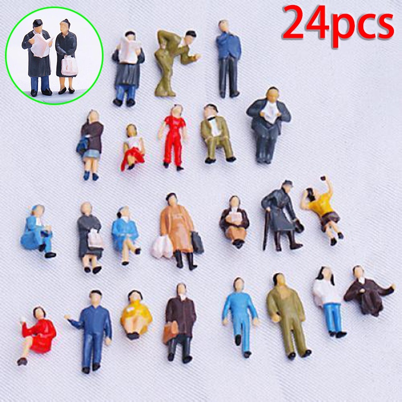 Set 24 Mô Hình Người Bằng Nhựa Nhiều Màu Sắc Dùng Trang Trí