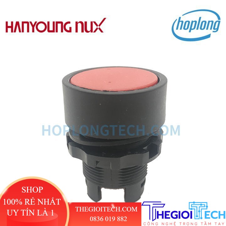 ARF-F112-R và ARF-F112-G Nút nhấn nhả không đèn HANYOUNG phi 22 1NO 1NC màu đỏ-xanh lá - ARF-FR