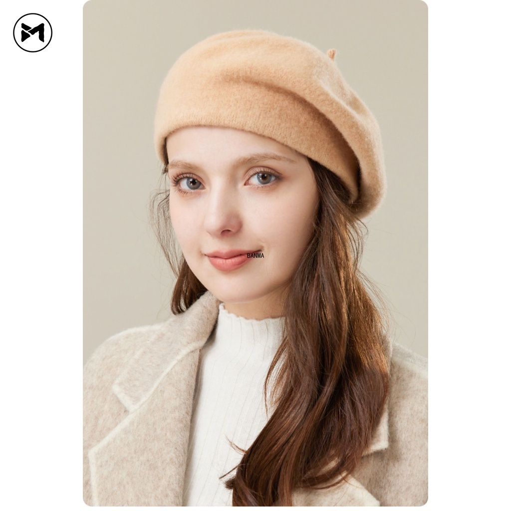 Mũ Nồi 95% Len Màu Đen Phong Cách Hàn Quốc Nhật Bản Thời Trang Thu Đông Cho Nữ