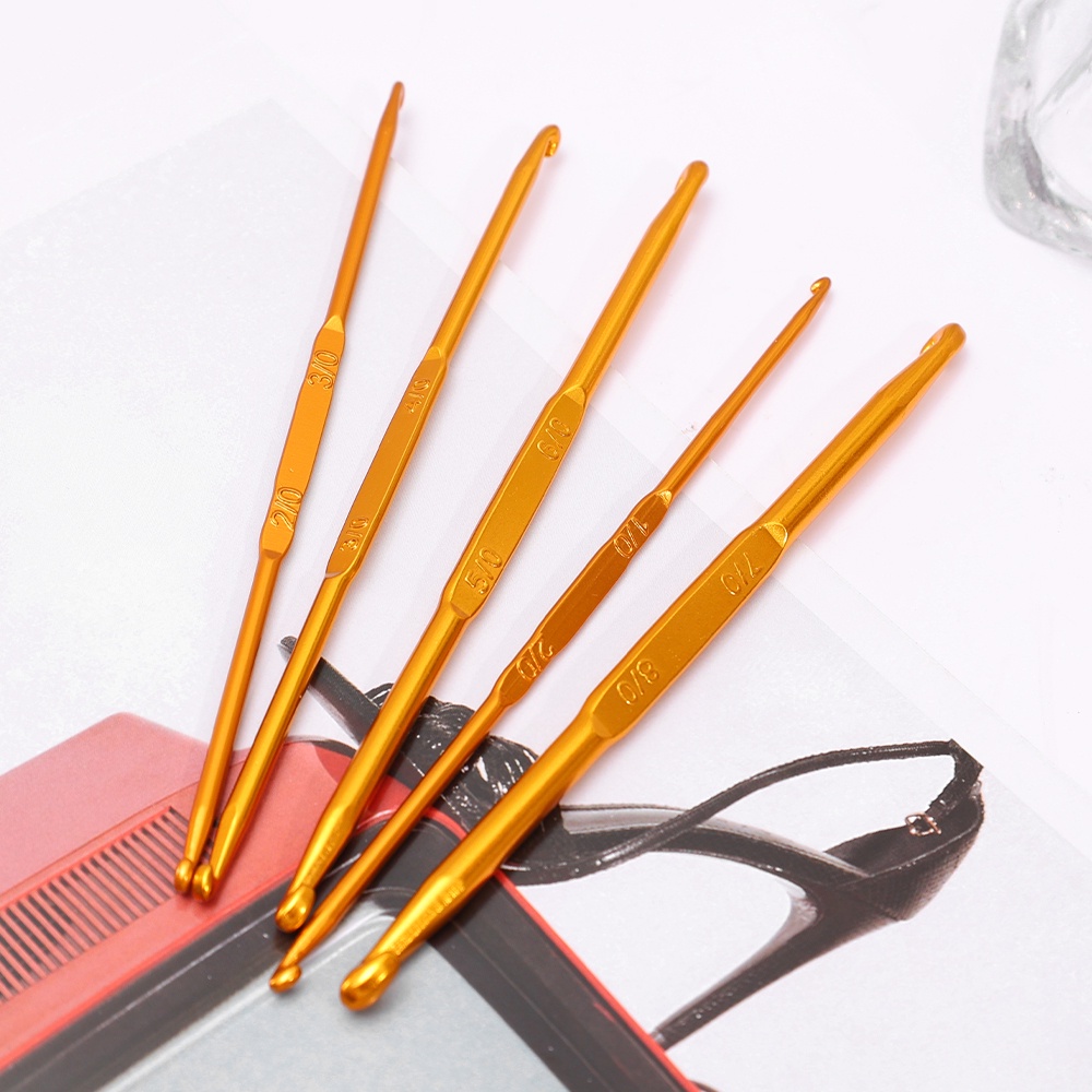 Móc Đan Len Bằng Nhôm Mạ Vàng 2.5 / 3 / 3.5 / 4 / 4.5 / 5 / 5.5 / 6mm