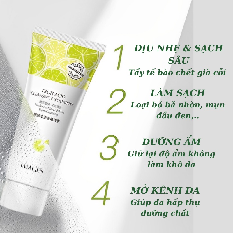 Gel Tẩy Da Chết Images Chiết Xuất Chanh Tươi Làm Sạch, Kháng Khuẩn Da Fruit Acid 80g