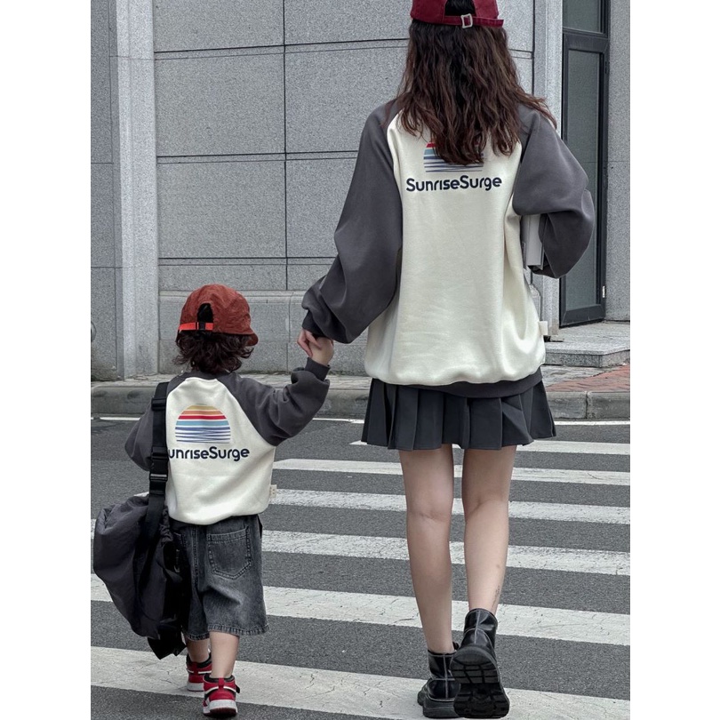 Ricoini Bộ Áo Thun Cổ Tròn In Hình Cầu Vồng Phong Cách Nhật Hàn Thời Trang Cho Gia Đình