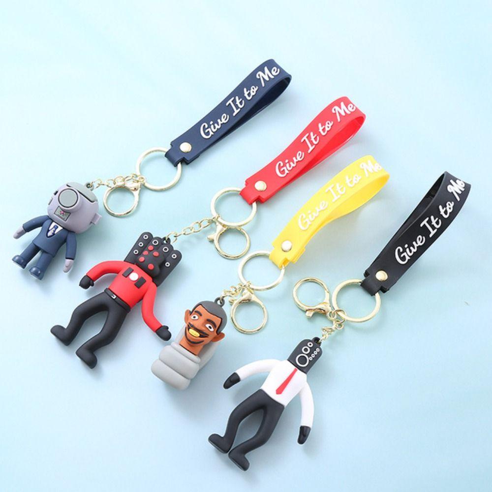 Ivanes Móc Khóa toilet Trượt Tuyết Bằng pvc Họa Tiết Rằn Rinket man man skibidi bop