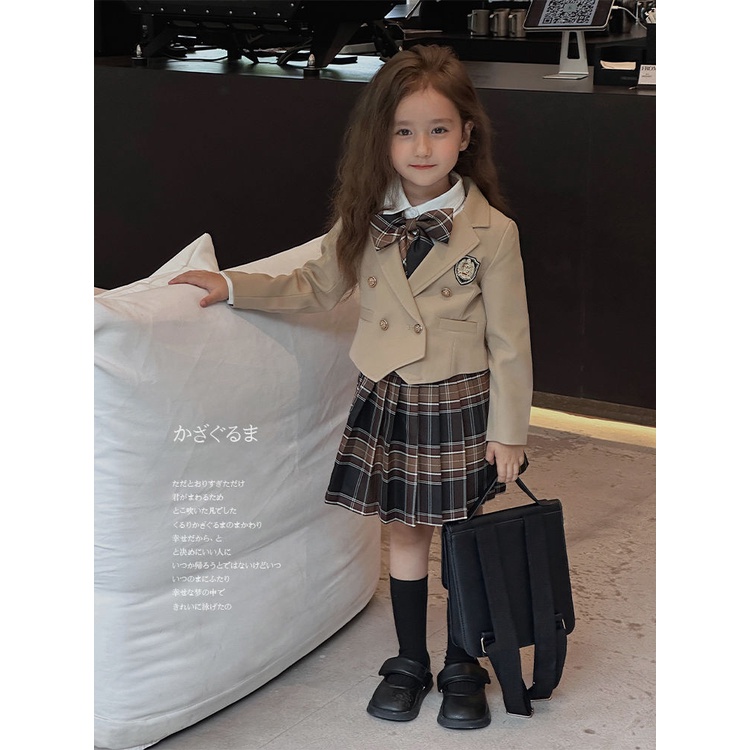 Bộ Áo Khoác + Chân Váy Phong Cách Mỹ Thời Trang Xuân Thu Xinh Xắn Cho Bé Gái 110-160