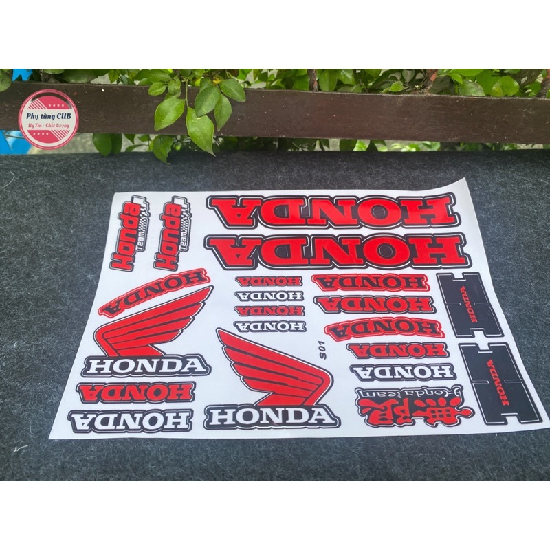 Bộ tem honda đỏ dán xe cub