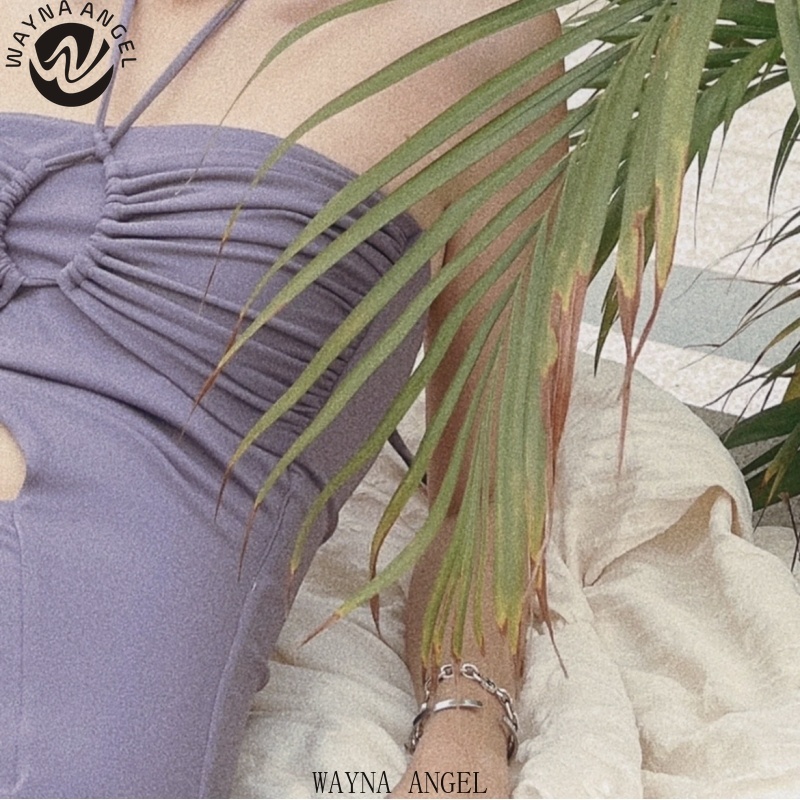 Bộ Đồ Bơi Hở Vai Màu Tím Trơn Phong Cách Thời Trang Mới 2023