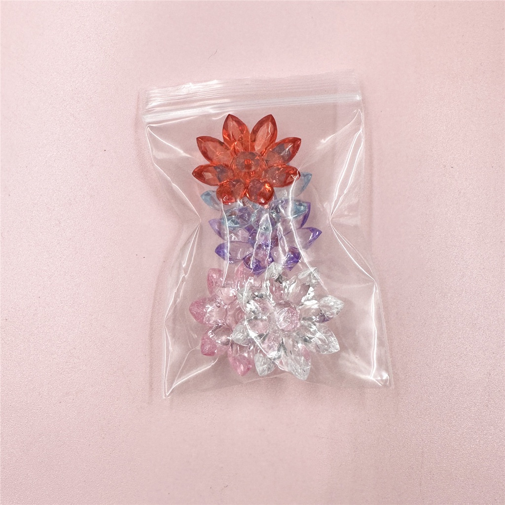 Set 5 Hạt Pha Lê acrylic Trong Suốt Hình Hoa Sen 31mm Làm Trang Sức diy