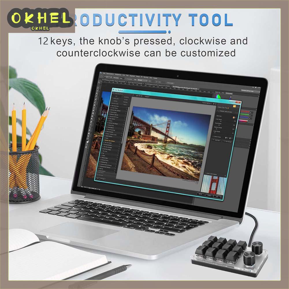 Macro Bàn Phím Cơ Chơi Game 12 Phím + 2 Nút Lập Trình Chất Lượng Cao