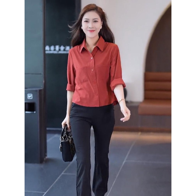 Áo Sơ Mi Ngắn Tay Dài Phong Cách Thời Trang Mùa Thu 2023 Mới