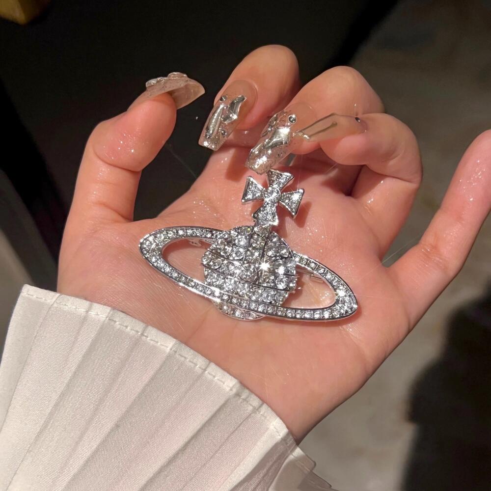 Trâm Cài Áo Hình Hành Tinh Đính Kim Cương Lấp Lánh