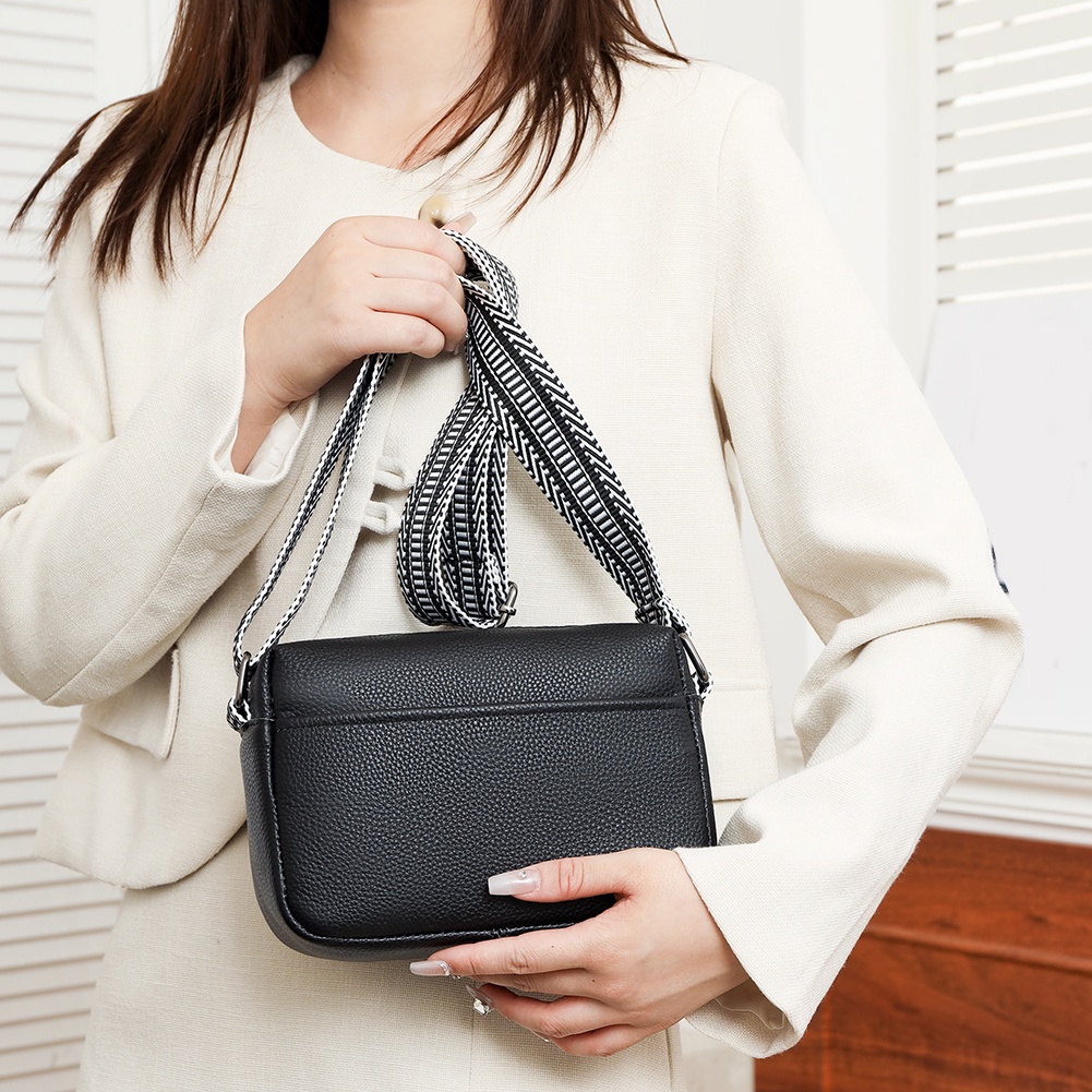 Túi Đeo Chéo Vuông Bằng Da Thật Có Khóa Kéo Đa Năng Thời Trang Cho Nữ